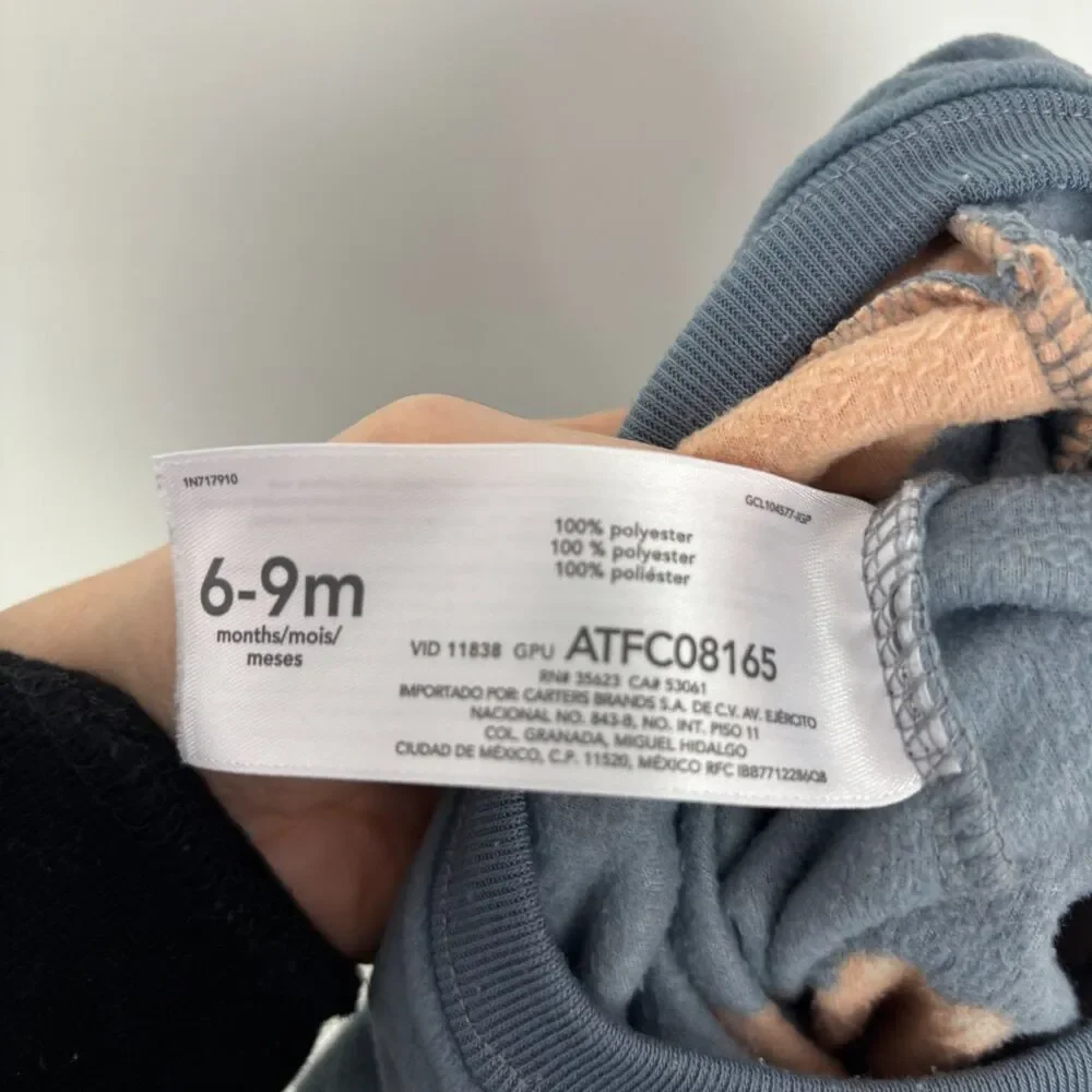 Set of 2 Carter’s Long Sleeve Fleece Sleepsacks Baby Size 6-9 Months Bear Sheep